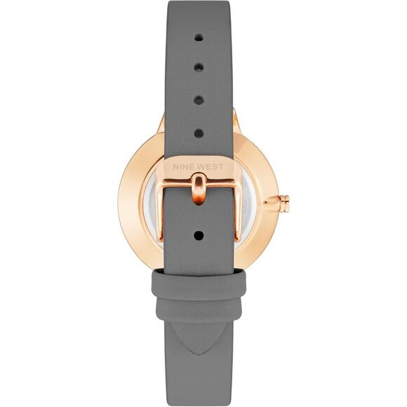 Women\'s Floral Gray/Rose Crystal Lens Smooth Leather Strap Buckle Closure Watch